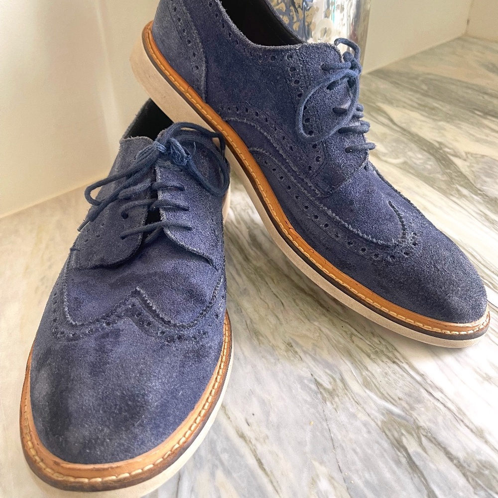 Men's Cole Haan Blue Suede Wing Tip Oxford shoe